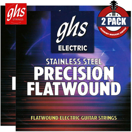 2-PACK GHS 1000 Flatwound Stainless Steel Electric Guitar Strings Medium 13-54