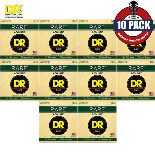 10-PACK DR RPM-12 Rare Phosphor Bronze Acoustic Guitar Strings 12-54