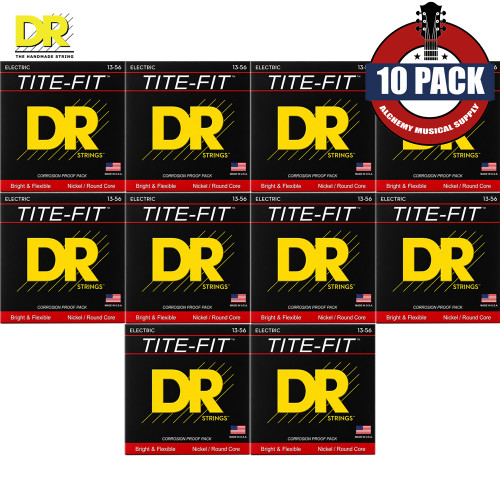 10-PACK DR Tite-Fit MEH-13 Extra Heavy Nickel Plated Electric Guitar Strings 13-56