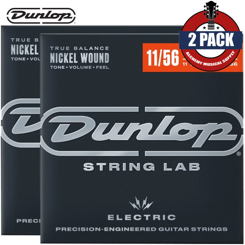 2-PACK Dunlop DEN1156 Hybrid Nickel Plated Electric Guitar Strings 11-56