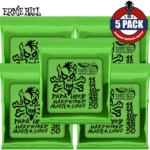 5-PACK Ernie Ball 2201 Papa Het's Hardwired Nickel Plated Electric Guitar Strings 11-50