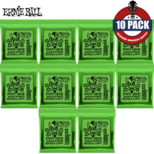 10-PACK Ernie Ball 2201 Papa Het's Hardwired Nickel Plated Electric Guitar Strings 11-50
