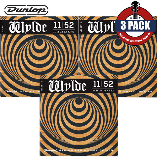 3-PACK Dunlop ZWAP1152 Zakk Wylde Phosphor Bronze Acoustic Guitar Strings 11-52