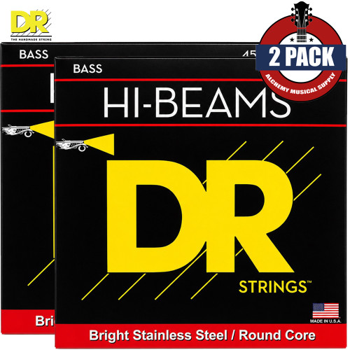 2-PACK DR MR-45 Hi-Beam Stainless Steel Electric Bass Guitar Strings 45-105