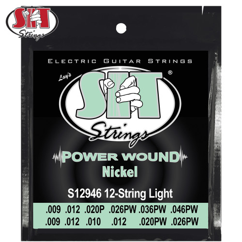 SIT S12946 Power Wound 12-String Nickel Plated Electric Guitar Strings Light