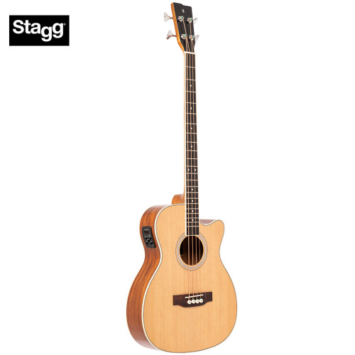 Stagg Spruce Top Jumbo Acoustic Electric Bass Guitar Natural SA40BASS ACE-N