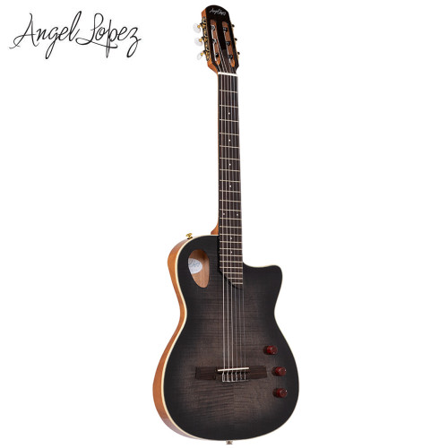 Angel Lopez Hybrid Nylon Flamed Cedar Semi-Acoustic Guitar Black SHERRY CE BK