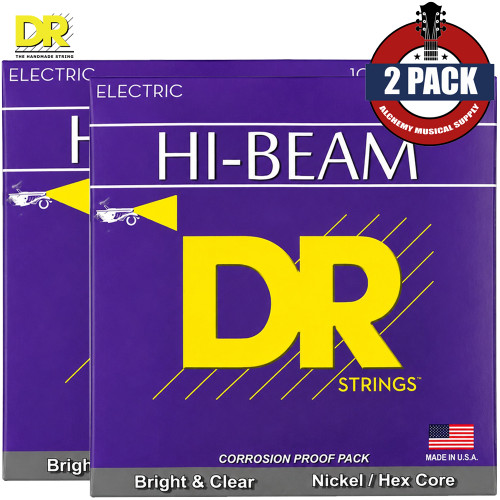 2-PACK DR MTR-10 Hi-Beam Nickel Plated Electric Guitar Strings 10-46