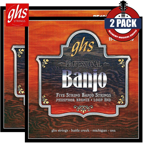 2-PACK GHS PF160 Phosphor Bronze Loop End 5-String Banjo Strings