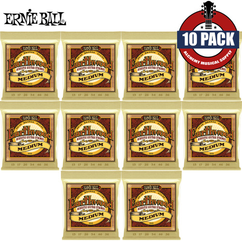 10-PACK Ernie Ball 2002 Earthwood 80/20 Bronze Acoustic Guitar Strings Med 13-56