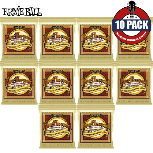 10-PACK Ernie Ball 2013 Earthwood Bronze 12-String Custom Light Acoustic Guitar Strings
