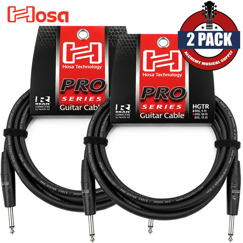 2-PACK Hosa Pro Series 10FT REAN 1/4" Straight 20AWG Instrument Cable HGTR-010