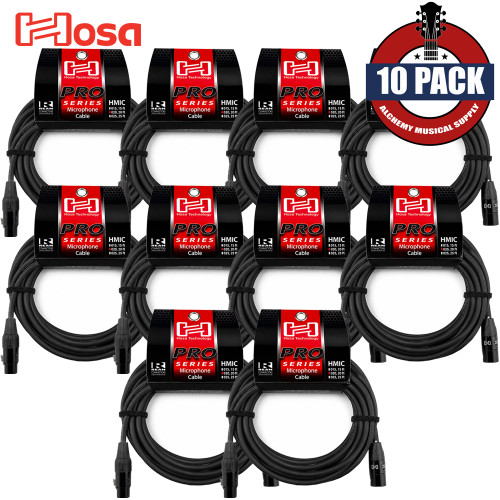10-PACK Hosa HMIC-020 Pro Series 20FT REAN 3-Pin XLR Female to XLR Male Microphone Cable
