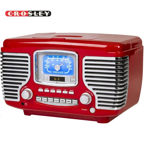 Crosley CR612B-RE Red Corsair Retro AM/FM Radio Dual Alarm Clock CD Player