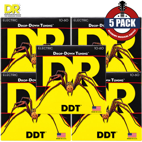 5-PACK DR DDT-10/60 Drop-Down Tuning Nickel Plated Electric Guitar Strings 10-60