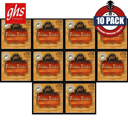10-PACK GHS PF500 Pure Nickel E9 Tuning Pedal Steel Strings 12-36