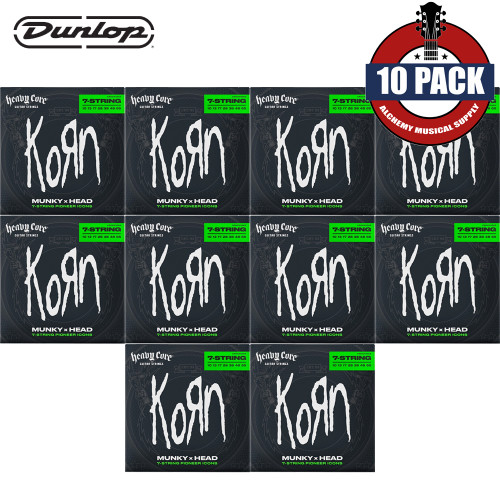 10-PACK Dunlop KRHCN1065-7 Heavy Core Korn 7-String Electric Guitar Strings 10-65
