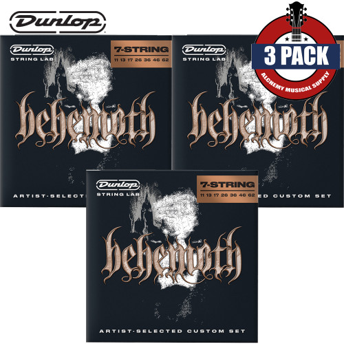 3-PACK Dunlop BEHN1162-7 Behemoth Artist Custom 7-String Electric Guitar Strings 11-62