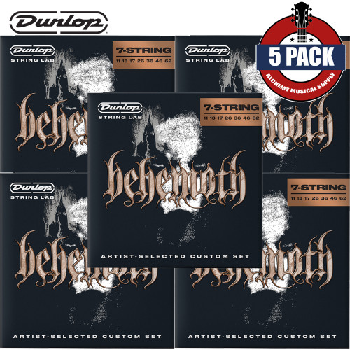 5-PACK Dunlop BEHN1162-7 Behemoth Artist Custom 7-String Electric Guitar Strings 11-62