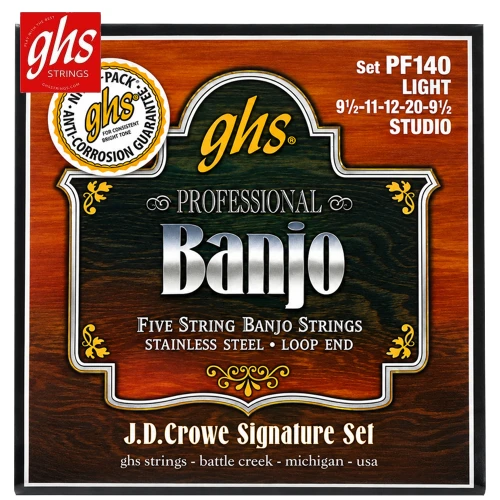 GHS PF140 JD Crowe Signature 5-String Stainless Steel Banjo Strings Studio Light