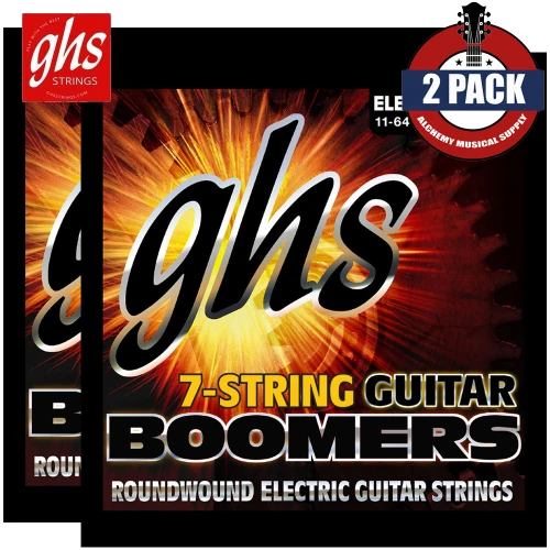 2-PACK GHS GB7MH 7-String Boomers Medium Heavy Electric Guitar Strings 11-64