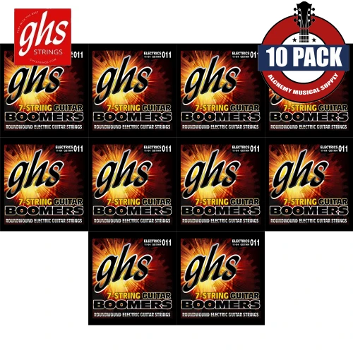 10-PACK GHS GB7MH 7-String Boomers Medium Heavy Electric Guitar Strings 11-64