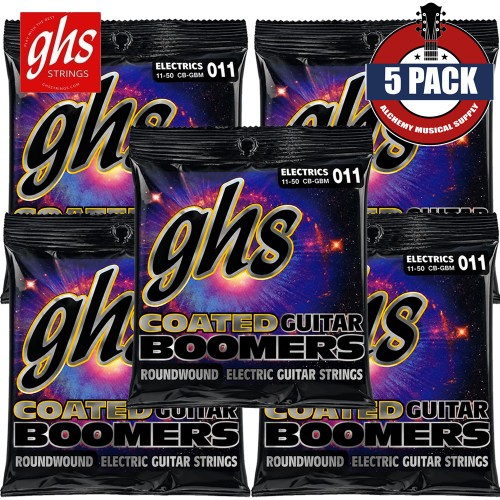 5-PACK GHS CB-GBM Coated Boomers Medium Electric Guitar Strings 11-50