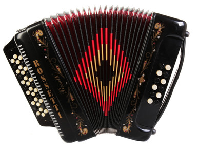 Rossetti 3412 34 Button 3 Switch Diatonic Accordion - Black