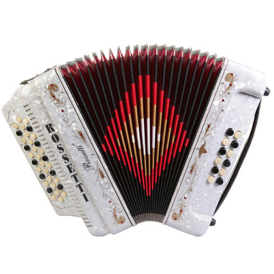 Rossetti 3412 34 Button 3 Switch Diatonic Accordion - White