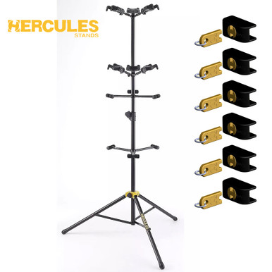 Hercules GS526B 6-Guitar Folding Yolk Guitar Stand with Locks