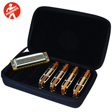 Hohner Case of Blues 5 Piece Pro Pack Harmonica Set with Case