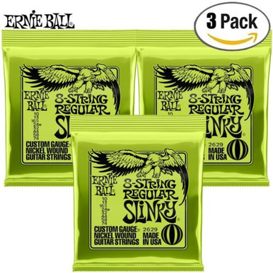 3-PACK Ernie Ball 2629 Regular Slinky Nickel 8-String Guitar
