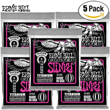 5-PACK Ernie Ball 3123 Super Slinky Coated Titanium Electric