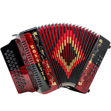 Rossetti 3112 31 Button Diatonic Accordion - Red/Black Checker