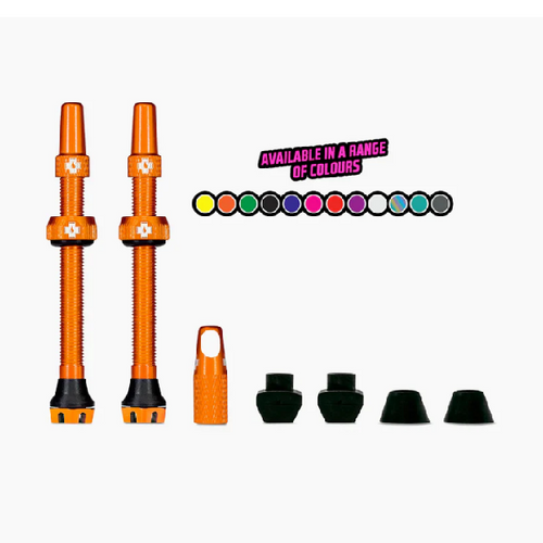 Muc-Off Tubeless Valves V2-7075 Aluminium Presta Valves With Core Removal Tool - Air Flow System For Mountain Bike, Road And Gravel Wheels - Compatible With Rim Inserts - Iridescent, 60mm