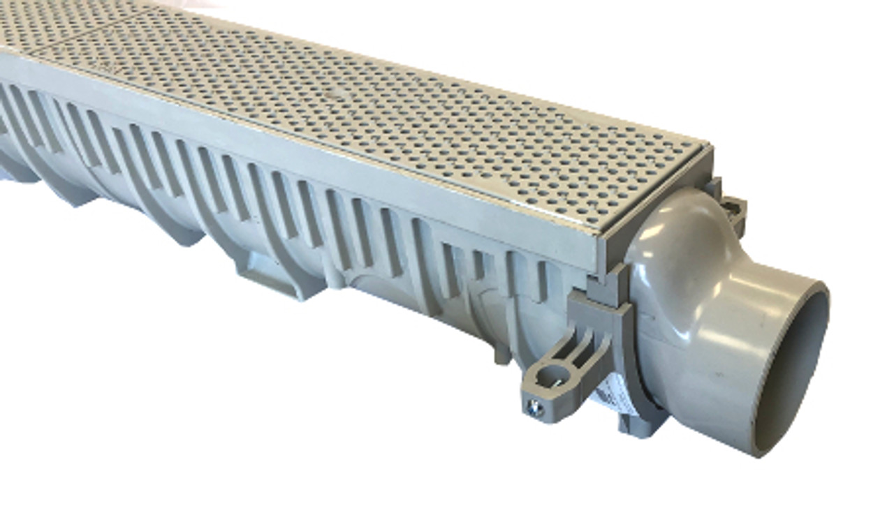 4" Wide Glass Fiber Polyester HDPE Pedestrian Trench Drain Kit