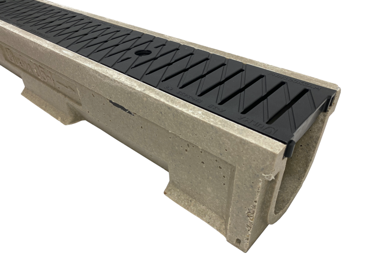 4" Wide Polymer Concrete Composite Pedestrian Grate 20' Trench Drain Kit - ULD100-PNH100KCAM-EX-20