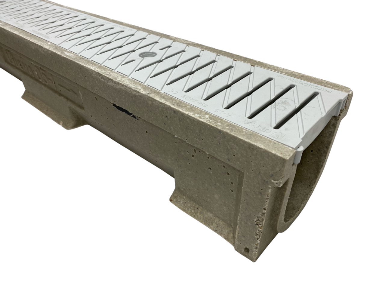 4" Wide Polymer Concrete Gray Composite Pedestrian Grate 10' Trench Drain Kit - ULD100-PNH100KCAMG-EX-10