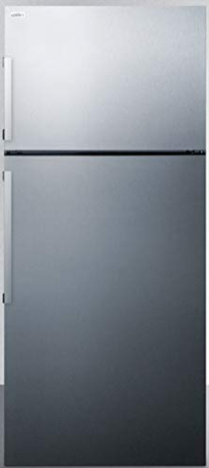 Summit Appliance ENERGY STAR Certified Counter Depth 28" Wide 12.6 Cu.Ft. Top Mount Refrigerator-Freezer with Stainless Steel Door, Platinu