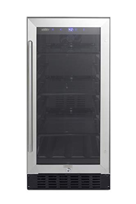 Summit Appliance ADA Compliant 15" Wide Built-in Undercounter Beverage Center for Home or Commercial Use with Glass Door, Automatic Defrost, Lo