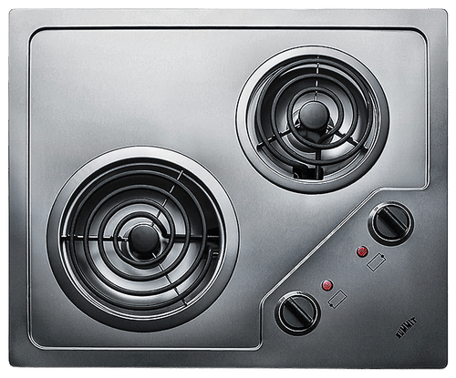 CR2B122 - Summit CR2B122 2‑Burner 120V Coil Electric Cooktop, Stainless Steel, Portrait/La