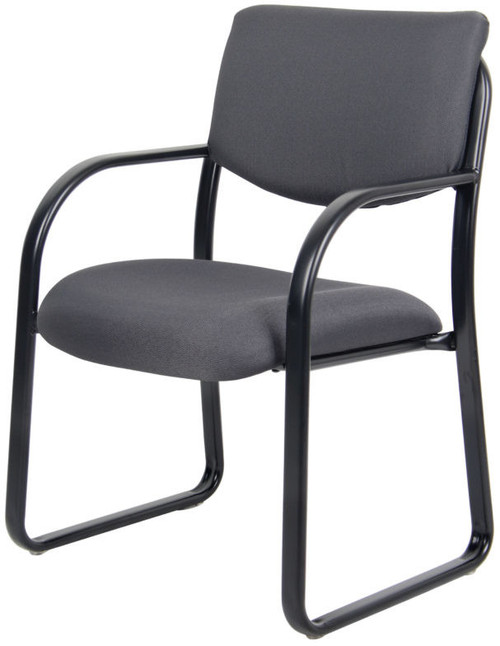 BOSSB9521GY - Boss Office B9521-GY Fabric Guest Chair with Black Sled Base, Fixed Height and A
