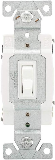 EATON12427WBOX - Eaton 1242-7W-BOX Toggle Switch – 4-Way, 15A, 120V, Grounding, White