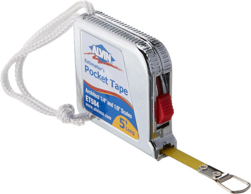 Alvin ET584 Estimator’s Pocket Tape – Architect 1/4″ & 1/8″ Graduations, Bright Yellow