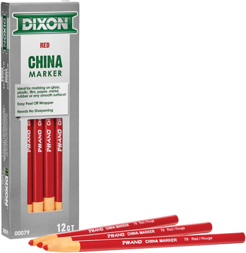 Dixon Industrial Phano China Markers 00079 – Red Bold Peel‑Off Wax Pencils (12 Pack)