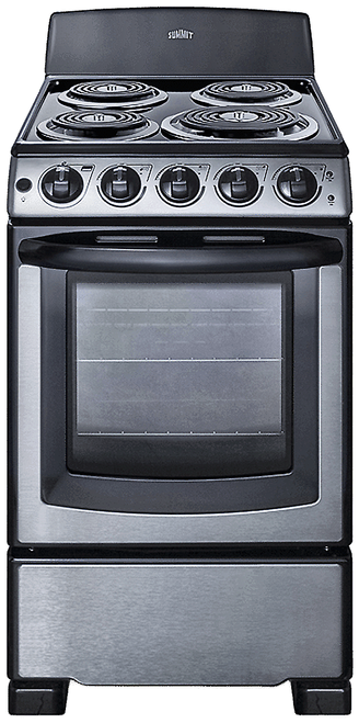 SUMMPROEL20SS - Summit PROEL20SS 20" Electric Coil Top Range, 4 Burners, 2.3 cu.ft. Oven, Stainl