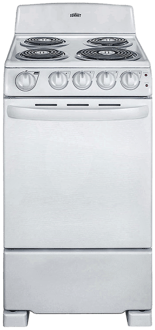 RE203W - Summit RE203W 20" Electric Coil Range, 4 Burners, 2.3 cu.ft. Oven, Waist-High Br