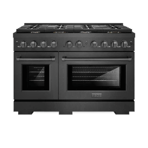 ZLINE SGRB-BR-48 48" Paramount Double Oven Gas Range, Black Stainless, 8 Brass Burners, 6.7 cu ft