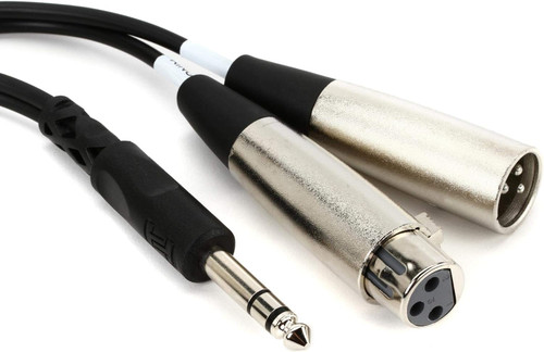 HOSASRC203 - Hosa SRC-203 1/4 in TRS to XLR3M/XLR3F Insert Cable, 3 m