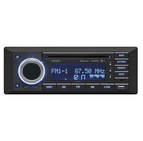 Jensen JWM72A 3-Speaker Zones Slimline DVD|USB|AUX|HDMI|App Ready Bluetooth Wallmount Stereo, Speaker Output 8X 6 Watt, Plays: